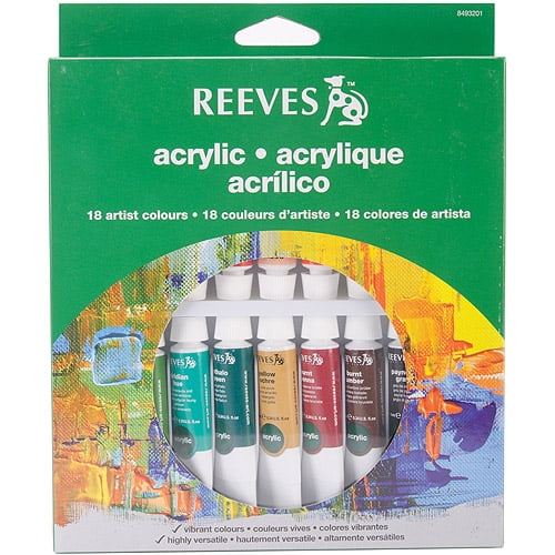 Reeves Assorted Colors Acrylic Paint Set, 18Pk