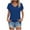 Blue, variant on Timegard Top for Women V Neck Drop Shoulder Side Split Solid Color Comfy Casual Basic Tee Shirts Summer