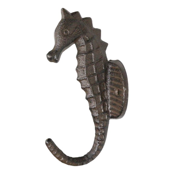 Pack of 2 Rustic Cast Iron Coastal Marine Ocean Nautical Seahorse Wall Hooks