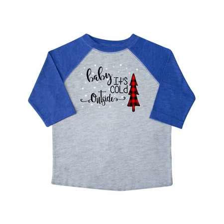 

Inktastic Baby it s Cold Outside Flannel Christmas Tree and Snow Gift Toddler Boy or Toddler Girl T-Shirt
