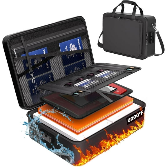 5200°F Fireproof Document Box, Important Document Organizer, Document Safe Box Fireproof Waterproof, 2025 Latest Model