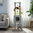thumbnail image 2 of Costway 64" Tall Cat Tree with 2 Large Condos, Jute Scratching Posts, Plush Top Perch Light Gray, 2 of 9