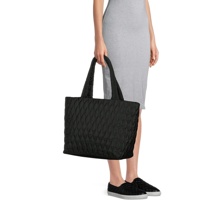 Time and Tru Women's Tara Nylon Tote Bag Black, Size: One Size