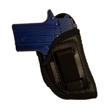 IWB Gun Holster by Houston - ECO LEATHER Concealed Carry Soft Material | Suede Interior | Fits: ANY SMALL 380 WITH LASER, Keltec, Ruger LCP, Diamond Back, Small 25 & 22 CAL (right) (Best Price Ruger Lcp With Laser)