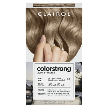 Clairol ColorStrong Permanent Zero Ammonia Hair Dye 7.1 Dark Ash Blonde - Bora Bora Hair Color 1 kit