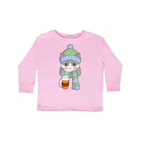 

Inktastic Cute Grey and White Cat in Scarf and Hat Gift Toddler Boy or Toddler Girl Long Sleeve T-Shirt
