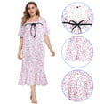 thumbnail image 5 of Monfince Women's Nightgown Floral Printed Night Dress Short Sleeve Pajama Dress, Pink, 4XL, 5 of 9