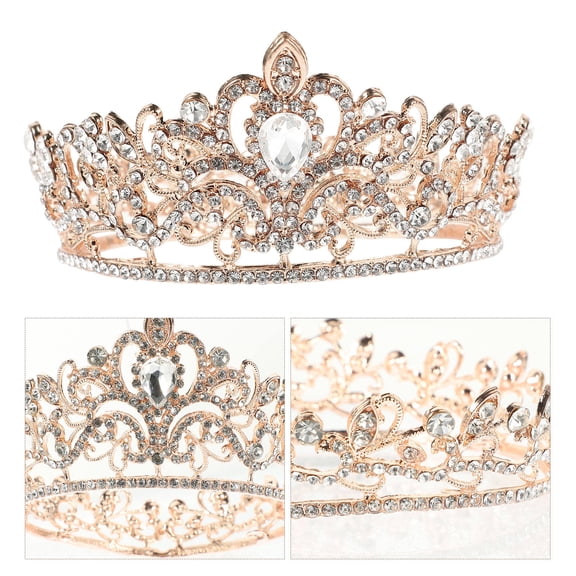 BESTYASH Fashion Crown in Rose Gold Decorative Bride Hair Accessory Elegant Wedding Tiara