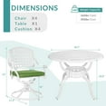 thumbnail image 6 of MEETWARM 5-Piece Outdoor Patio Dining Set, All-Weather Cast Aluminum Patio Conversation Set with 4 Cushions Swivel Rocker Chairs for Backyard Garden Deck and 38.5" Round Table, White, 6 of 7