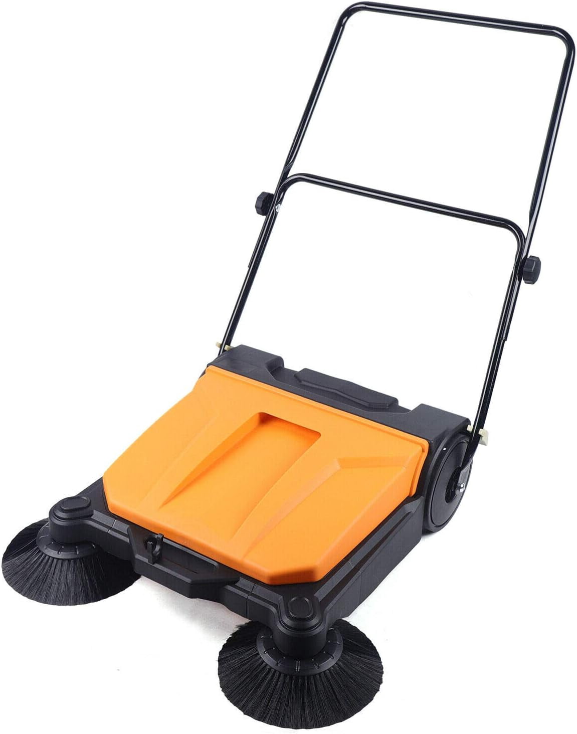 Miumaeov Industrial Floor Sweeper 26" 15L Hand-Push Sweeping Sweeper 360° Rotary Sweeper for Indoor Outdoor Orange