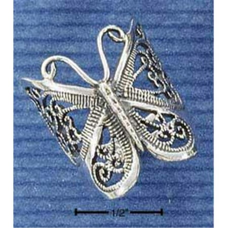 - Sterling Silver Large Butterfly Filigree Ring - Size 7