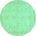 thumbnail image 1 of Ahgly Company Indoor Round Abstract Turquoise Blue Modern Area Rugs, 3' Round, 1 of 4