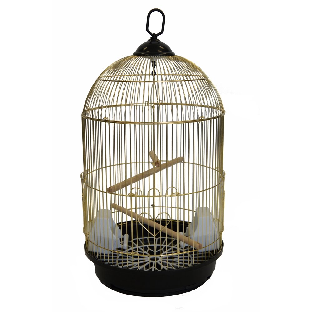 YML 1564BRASS Round Top Bird Cage, Small, Brass