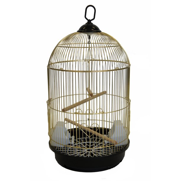 YML 1564BRASS Round Top Bird Cage, Small, Brass