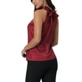 thumbnail image 3 of INSPIRE CHIC Women's Sleeveless Top Halter Neck Tie Back Satin Work Blouse, 3 of 6