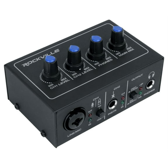 Rockville ROCK-U MINI 2x2 USB Computer Recording Interface 24 Bit 192Khz Home Studio
