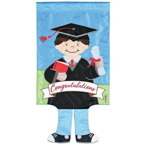 Dicksons Magnolia Garden Congratulations Grad Boy Blue 18 x 13 Polyester Crazy Legs Outdoor Garden Flag