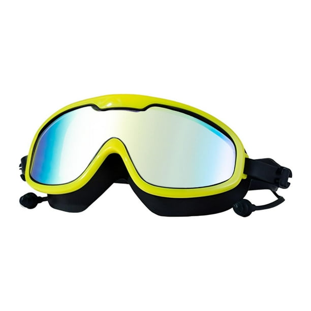 Gafas de natación a prueba de fugas, ajustables para adultos, modernas, con visión amplia, para deportes acuáticos, esnórquel y piscina. Negro Amarillo