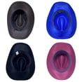 thumbnail image 3 of Hat Cowboy Classic Woolen Adjustable Rope Fabric Breathable Soft Comfortable Shade Metal Ferora Color Dress Cap Winter Royalblue, 3 of 7