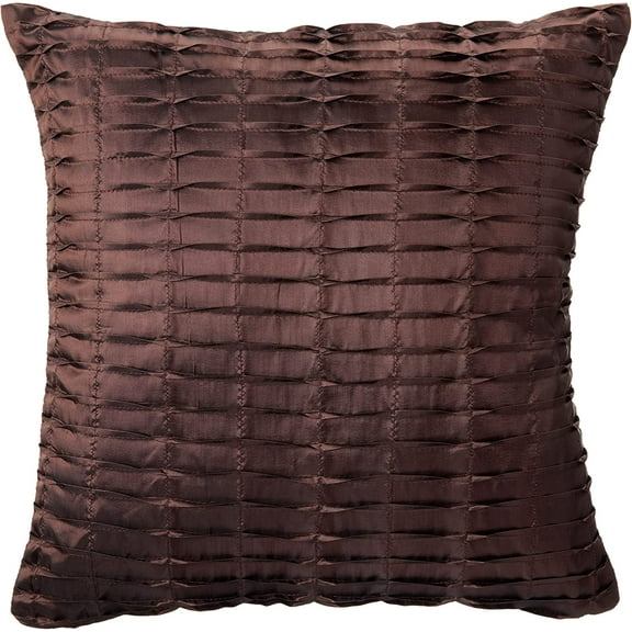 Violet Linen Silky Pleated Satin Pattern, Faux Silk Polyester Fabric, Brown , 17 Inch x 17 Inch, Square, Decorative Accent Throw Pillow