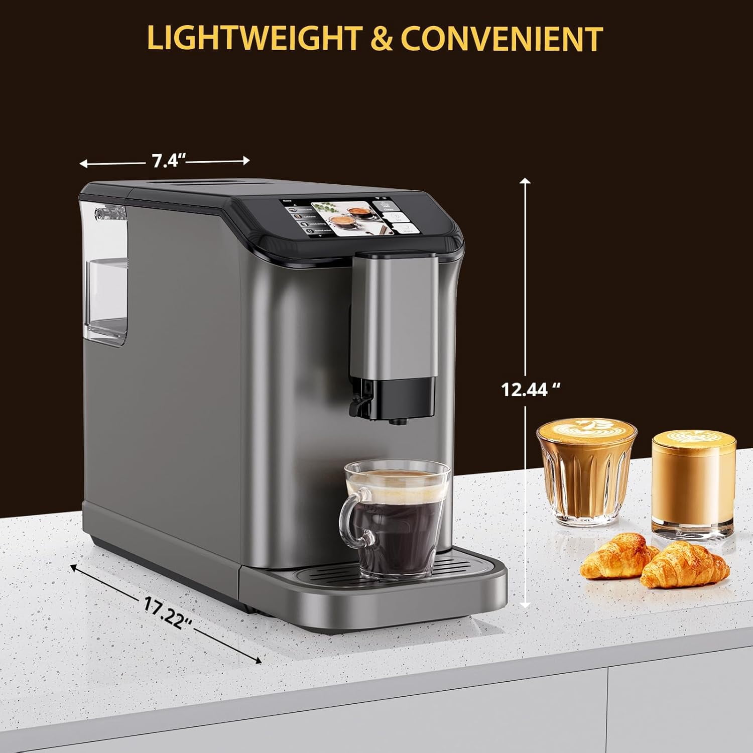 AOILE 20-Bar Dual Boiler Espresso Machine, Self-Cleaning Coffee Maker with Grinder & LCD Touch Panel