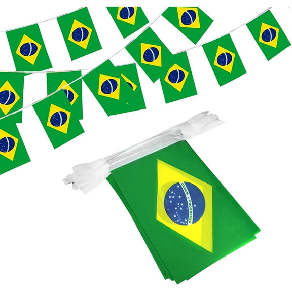 Anley Brazil String Flag Pennant Flags, Patriotic Events 7th of September Independence Day Decoration Sports Bars - 33 Feet 38 Flags