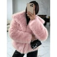 thumbnail image 4 of Female Faux Fur Coat Faux Fur Jacket Long Sleeve Lapel Furry Winter Jackets Parka Short Coat Pink L, 4 of 8