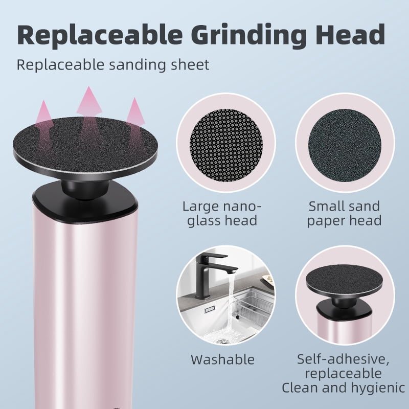 Electric Foot Callus Remover, 2 in 1 Rechargeable Foot File Pedicure Tool, 9 Speeds Electric Foot Scrubber for Dead Skin and Hard Cracked Heels, Callus Remover with Sandpaper Discs (Purple)