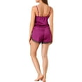 thumbnail image 3 of Unique Bargains Women's Satin Camisole Lace Cami Shorts Pajamas Sleepwear Sets, 3 of 6