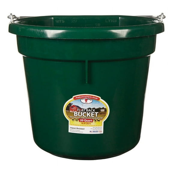 Miller Manufacturing P20FBGREEN Flat Back Bucket for Dogs and Horses, 20-Quart, Green
