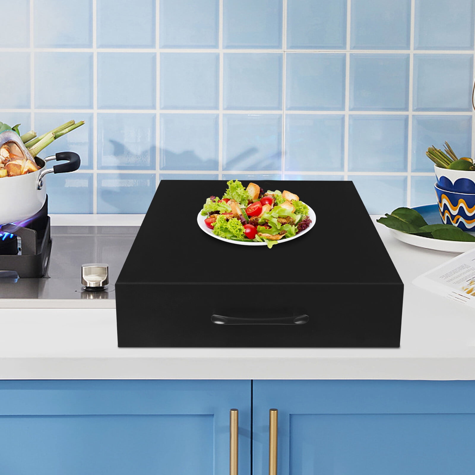 Black Rectangular Noodle Board Stove Covers with A Handle Range Burner Cover for Gas/Electric Stove