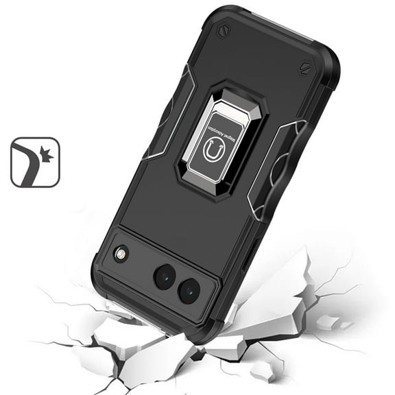 For Google Pixel 7A Hybrid Cases with Magnetic Ring Holder Stand Kickstand Heavy Duty Rugged Drop Shockproof Cover ,Xpm Phone Case [ Black ]