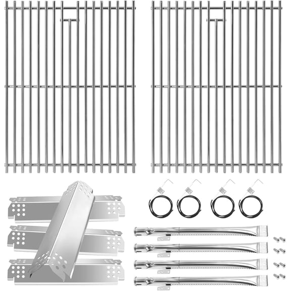 Grill Parts for Nexgrill 720-0830H 720-0830 720-0830D 720-0830T 730-0830MB 730-0830H Stainless Steel 17" Cooking Grates, Heat Plates, Burner Igniters Replacement Kit for Home Depot Nexgrill 4 Burner