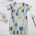 thumbnail image 5 of Geometric Hexagon Blue Grey Yellow Print Pattern Loose Pocket Dress Dresses Summer Summer Dresses for Women, 5 of 9