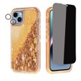 thumbnail image 1 of NIFFPD iPhone 14 Plus with Screen Protector（Anti Spy Privacy） + Camera Lens Protector, Bling Glitter Quicksand Sparkle Clear & Shockproof Protective Cover iPhone 14 Plus 6.7" Rose+Gold, 1 of 6