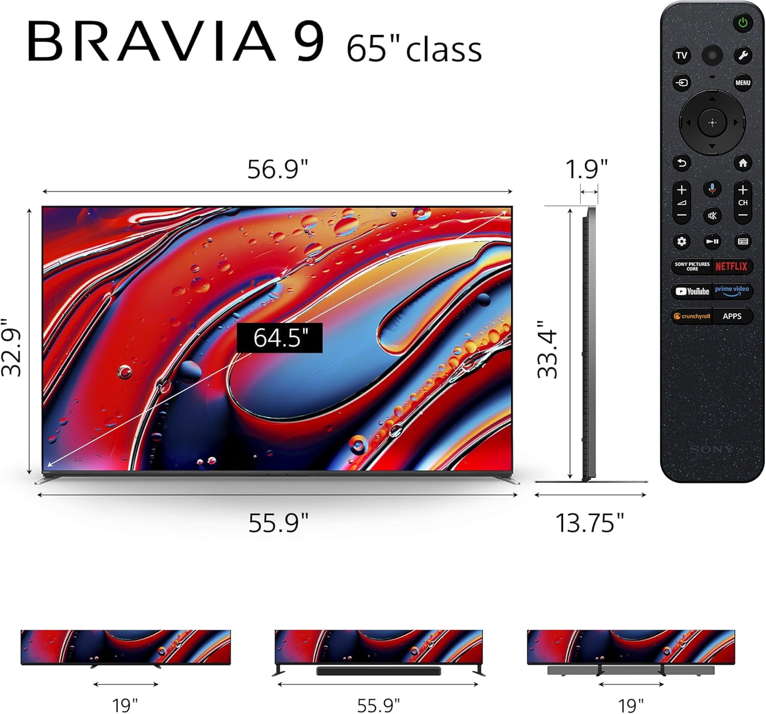 Sony K65XR90 65 Inch XR90 Series Bravia Mini LED HDR QLED 4K Google TV with 6 Year Amber Protection Plan (2024)