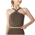 thumbnail image 2 of Summer Women's Tank Tops Built In Bras Casual Solid Color Sports Yoga Sleeveless Round-Neck Coffee Tank Tops Loose Fit S-XL, 2 of 4