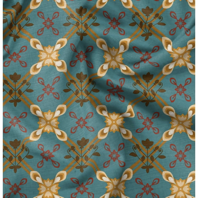 Soimoi Poly Georgette Fabric Argyle Check Printed Fabric 1 Yard 52 Inch Wide