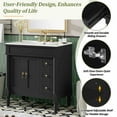 thumbnail image 3 of viswild 30" Bathroom Vanity with Ceramic Sink, Soft Close Doors & Drawers, Solid Wood Storage Cabinet, U Shelf, Modern Design, Black, 3 of 10