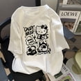 thumbnail image 2 of Camiseta con estampado de gato de Hello Kitty para mujer, camisa holgada de media manga, ropa de calle, estilo americano, Y2k, 2 of 7