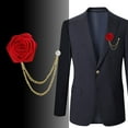thumbnail image 2 of 4Pcs Rose Boutonniere Prom Flower Brooch Rose Flower Brooch Lapel Pin Tassel Chain Tie Pin Decor, 2 of 5
