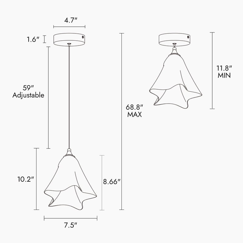 LNC Modern Gold Pendant Light with Clear Flower-Shaped Glass Shade, Dimmable LED Fixture