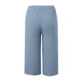 thumbnail image 4 of Yievot Womens Capri Pants Summer Elastic Waist Casual Pants Side Slit Drawstring Beach Capris with Pockets, 4 of 5