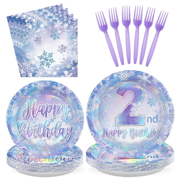 Artículos de fiesta Grencian Frozen para segundo cumpleaños, invierno, 96 unidades