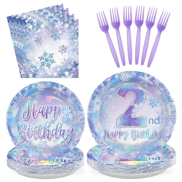 Artículos de fiesta Grencian Frozen para segundo cumpleaños, invierno, 96 unidades
