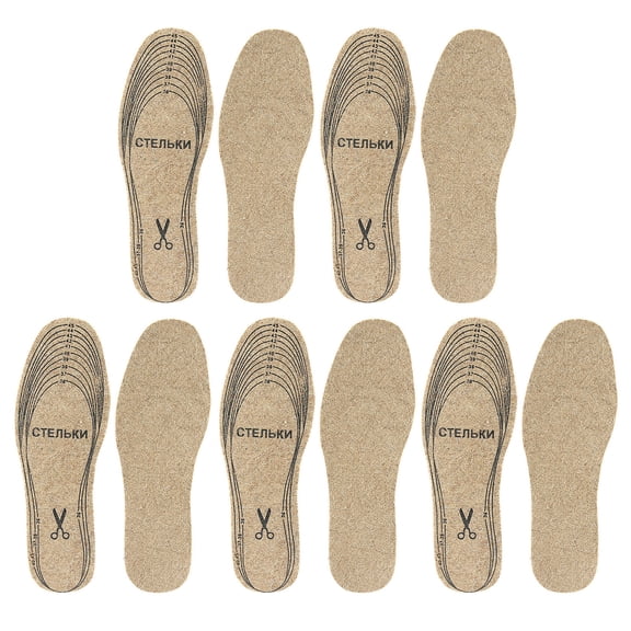 OIUR 1/2/3/5 Pairs Wool Felt Shoes Insoles Foot Pain Relief Soft Thick Warm Winter Inner Soles Shock Absorbing Cuttable Boots Sports Shoes Insert Liners Cushions