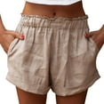 thumbnail image 2 of OIUUAK The Selling Cotton And Linen Shorts for Women In Summer Are Breathable Wide Leg Stretchable Flowing Elastic And Fashionable Clothing, Draw String Shorts for Women, 2 of 2