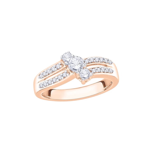 Diamond Promise Ring in 10K Rose Gold (1/2 cttw) (I-Color, SI3/I1-Clarity) (Size-6.5)