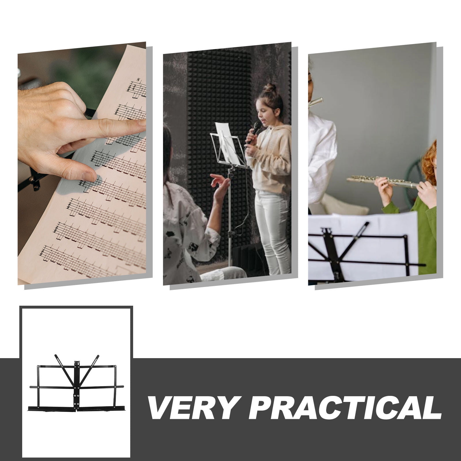 WHAMVOX Foldable Music Sheet Stand Sturdy Iron Document Holder for Kitchen Use .5 x 8.3 inches