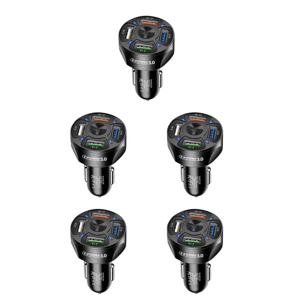 Methold de coche 4 puertos Vehículo Camión Conducción automática Tableta portátil 4 en 1 Carga rápida Adaptador de apagado Type2 NO2